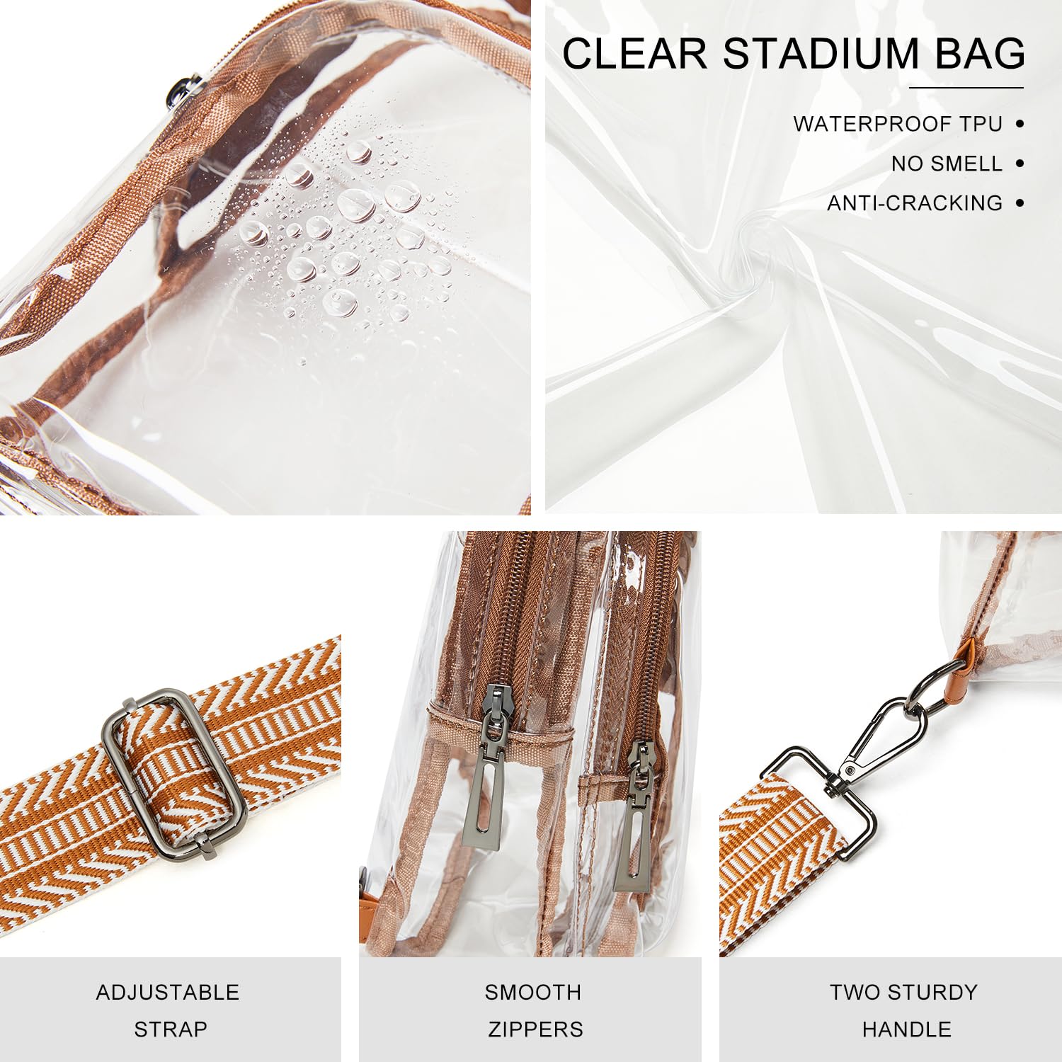 Clear Stadium Bag for Women - Transparent Crossbody Purse for Concerts, Sports Events & Festivals | Perfect for Security Checks & Hands-Free Convenience