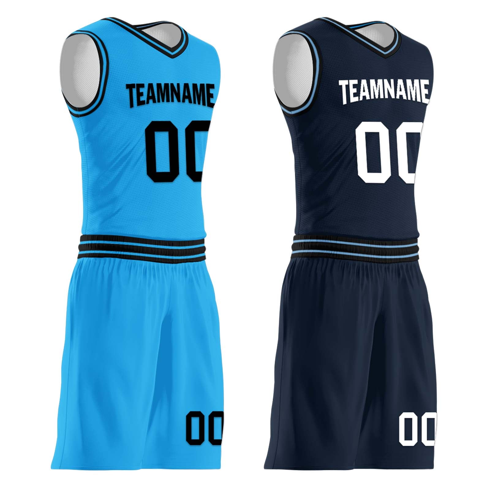 Custom Light Blue & Black Los Angeles City Edition Reversible Basketball Jersey - Personalized NBA-Inspired Sports Apparel for Men & Women - Perfect for Games, Training, and Fan Gear (BBJ01R D0610 13)