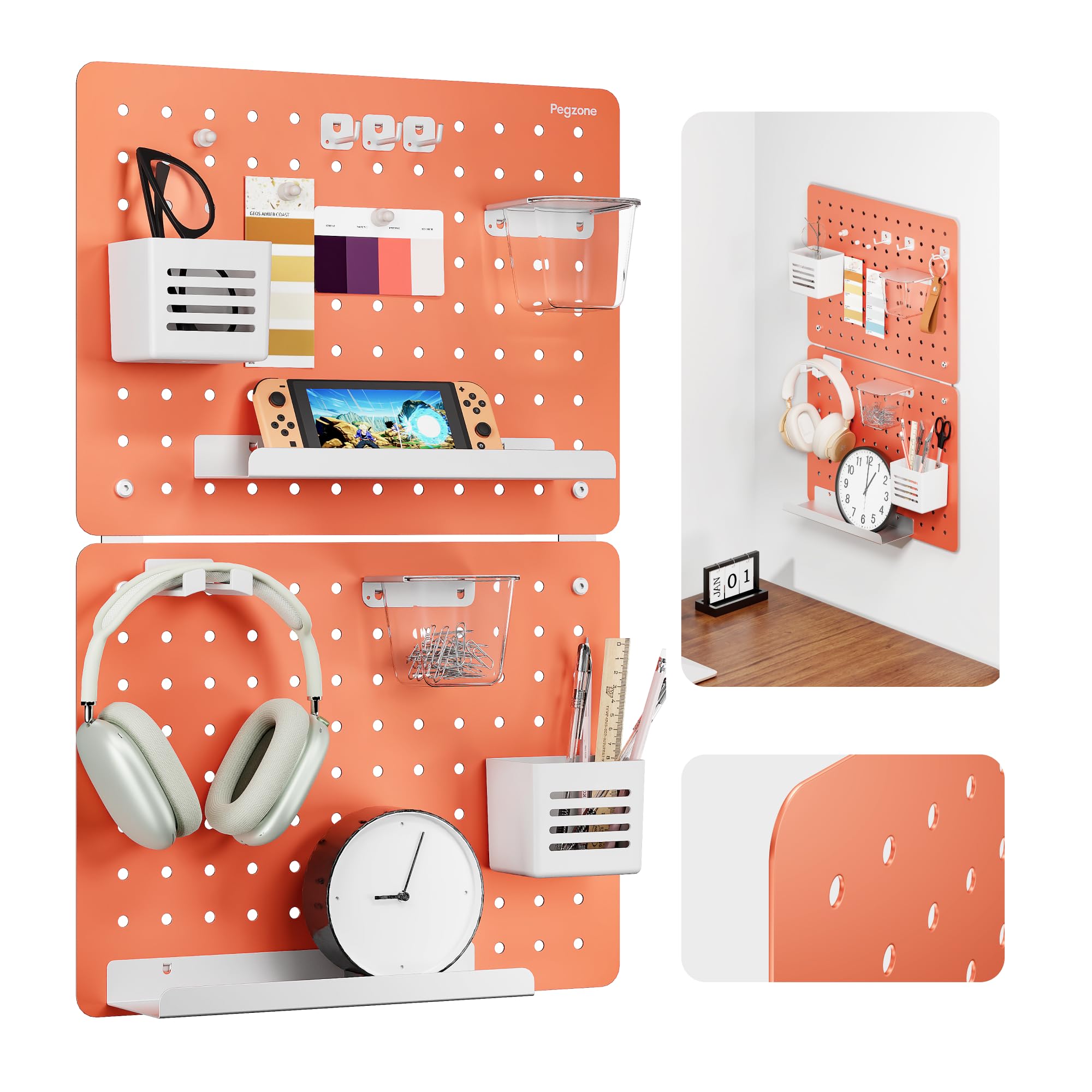 Metal Pegboard Wall Organizer Kit - 25.4