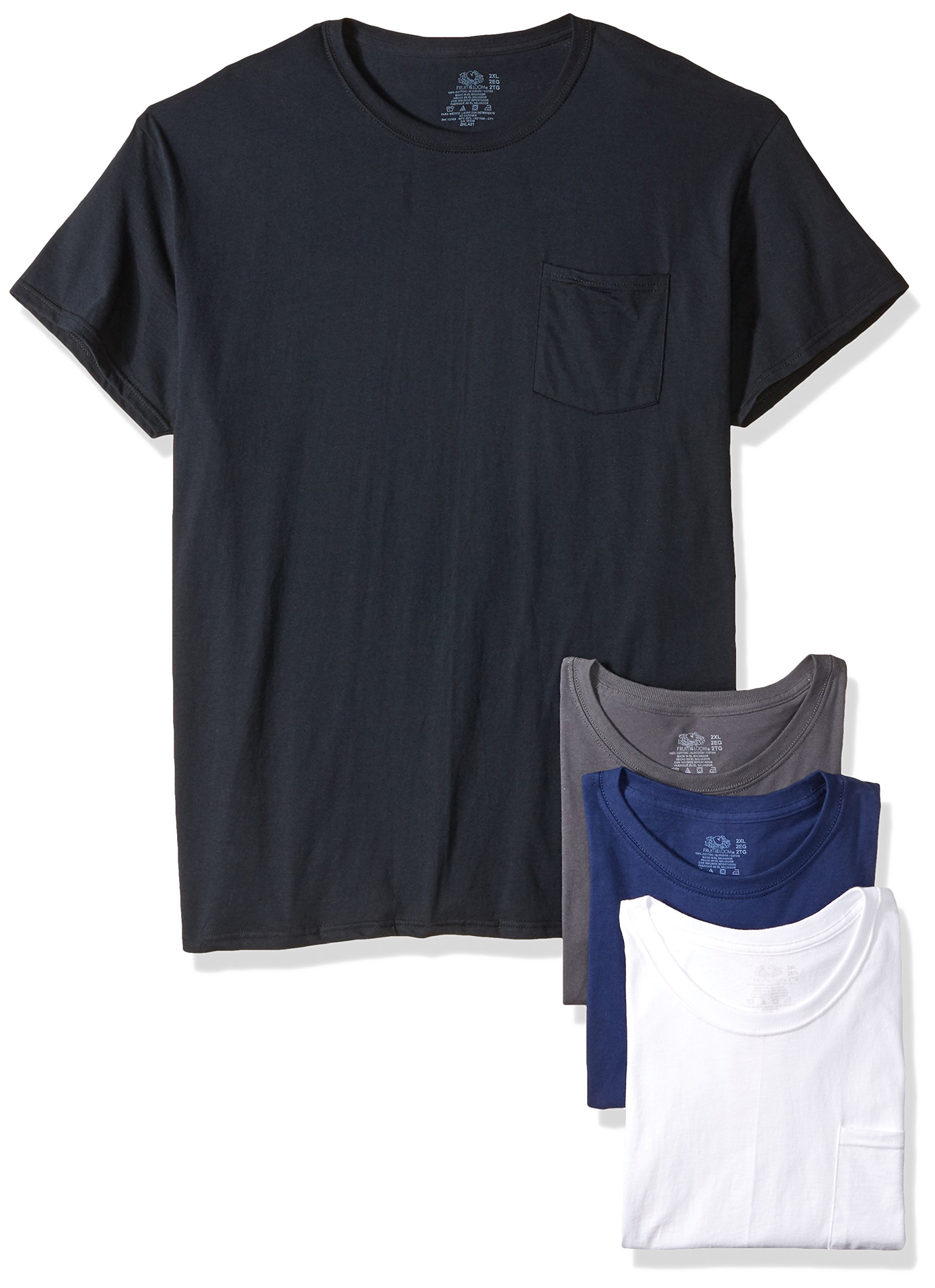 Fruit of the Loom Men's Cotton Pocket T-Shirt - Comfortable Casual Crew Neck Tee for Everyday Wear, Work & Outdoor Activities