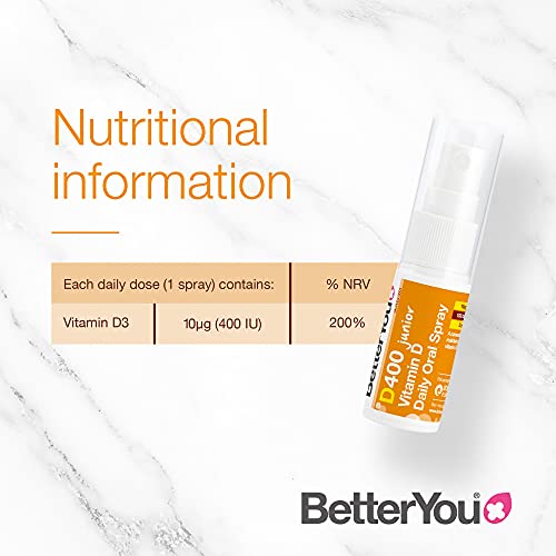 BetterYou D400 Junior Vitamin D Oral Spray for Kids - 100 Doses | Supports Immune System & Bone Health | Easy-to-Use Daily Supplement for Children's Wellness