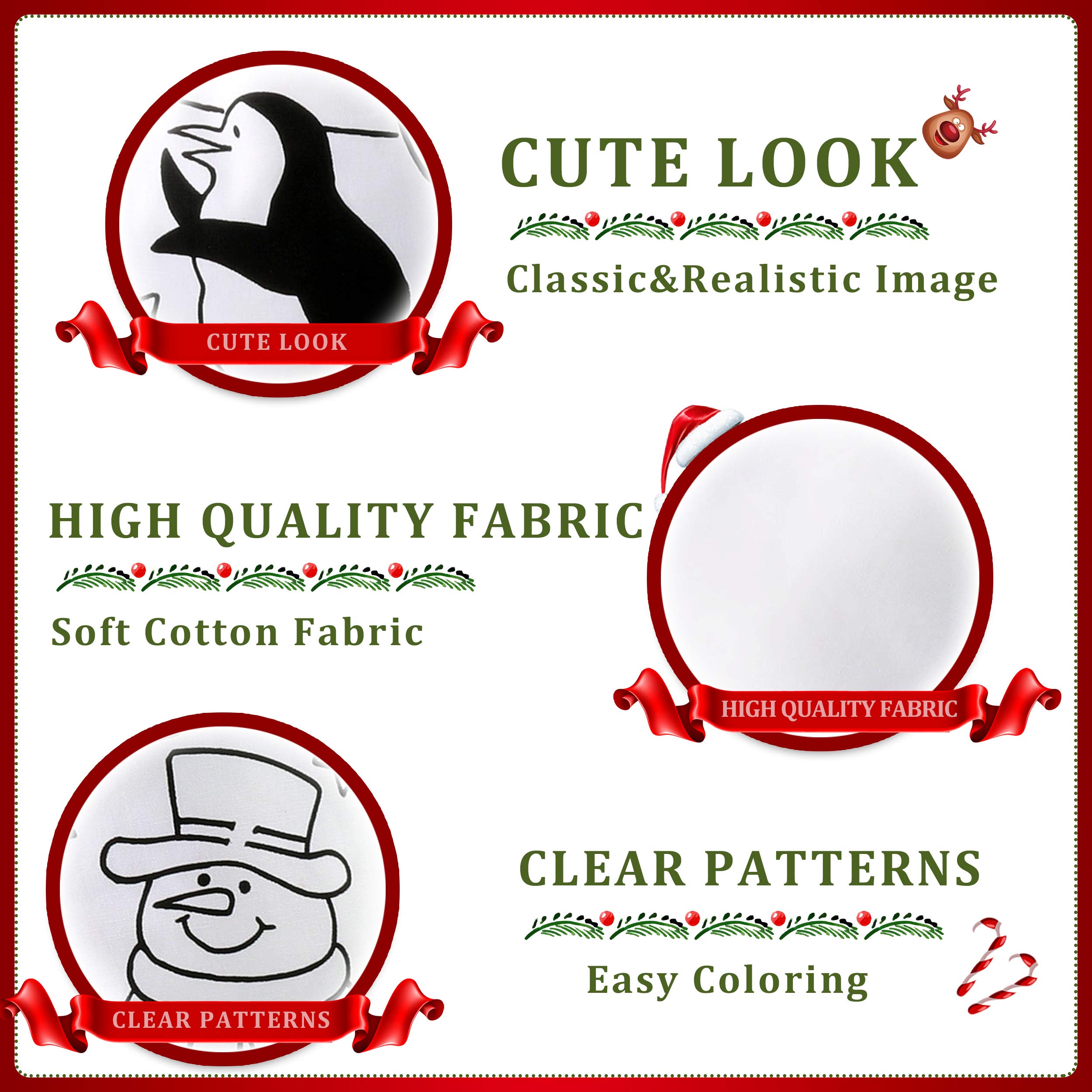 WEWILL 18 Inch DIY Christmas Stockings - Personalized Xmas Stocking Kit for Kids, Family & Friends - Creative Holiday Gift Bag with Santa, Snowman, Reindeer & Penguin Designs - Perfect for Home Decor, Christmas Parties & Festive Family Activities (Set of 3)