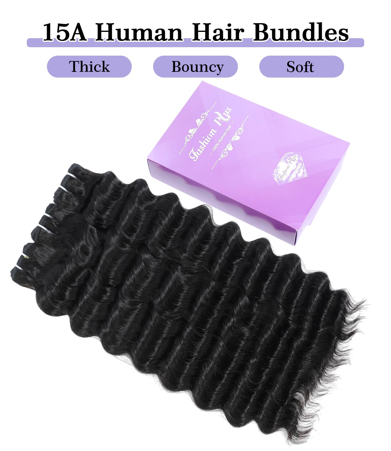 FASHION PLUS 15A Loose Deep Wave Human Hair Bundles - 2 Pack (20