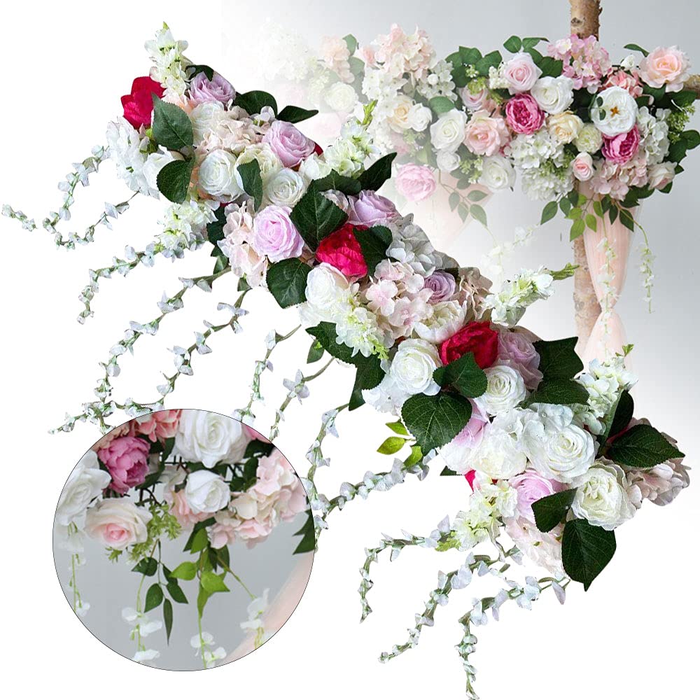 Gdrasuya10 1M Artificial Silk Wedding Arch Flowers - DIY Silk Flower Row for Party, Wedding, Office Decor - Perfect for Backdrop, Ceremony Decorations & Event Styling