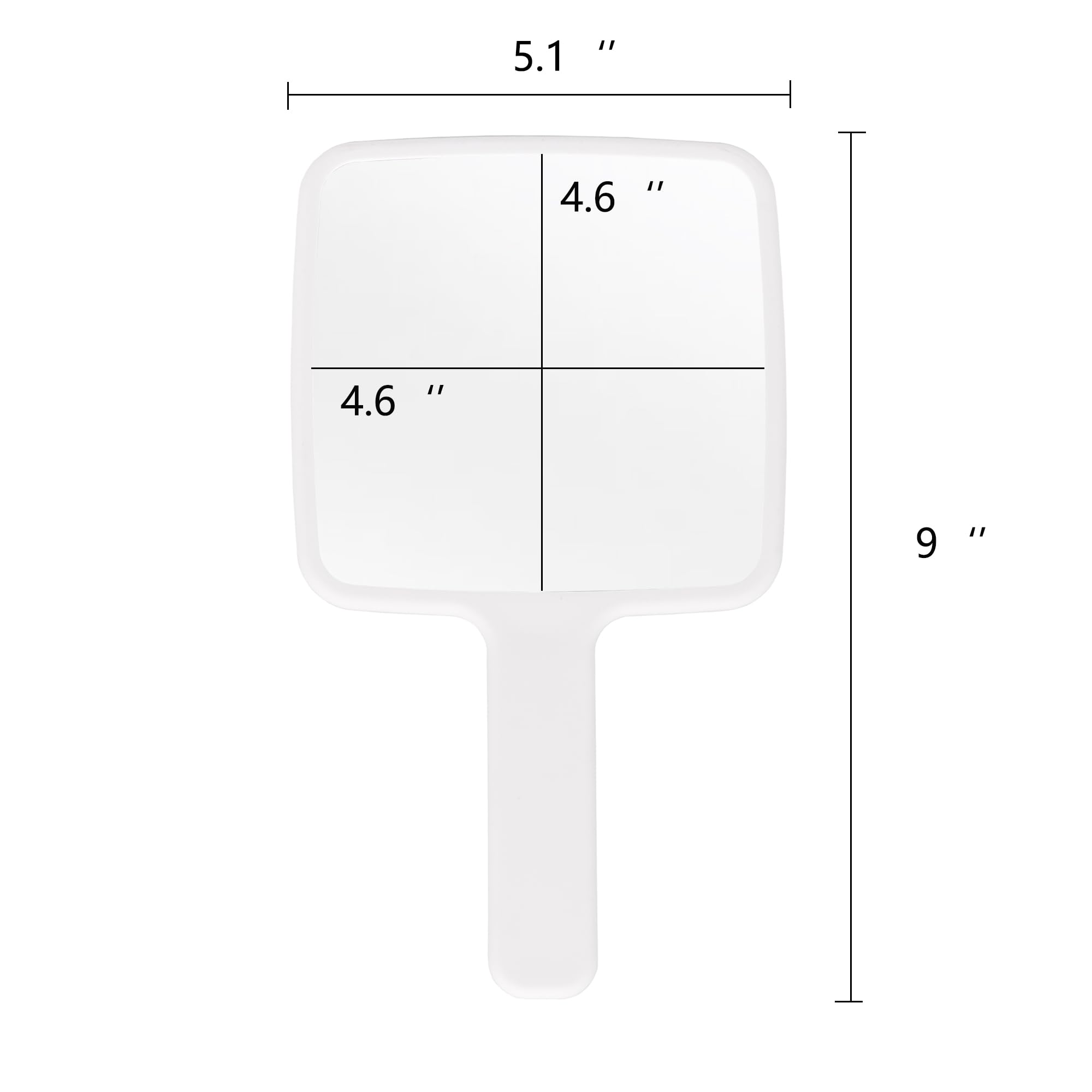 Square Handheld Mirror - 9 x 5.1 Inch Travel Mirror with Diamond Pattern, White - Perfect for Makeup, Travel, and Home Decor