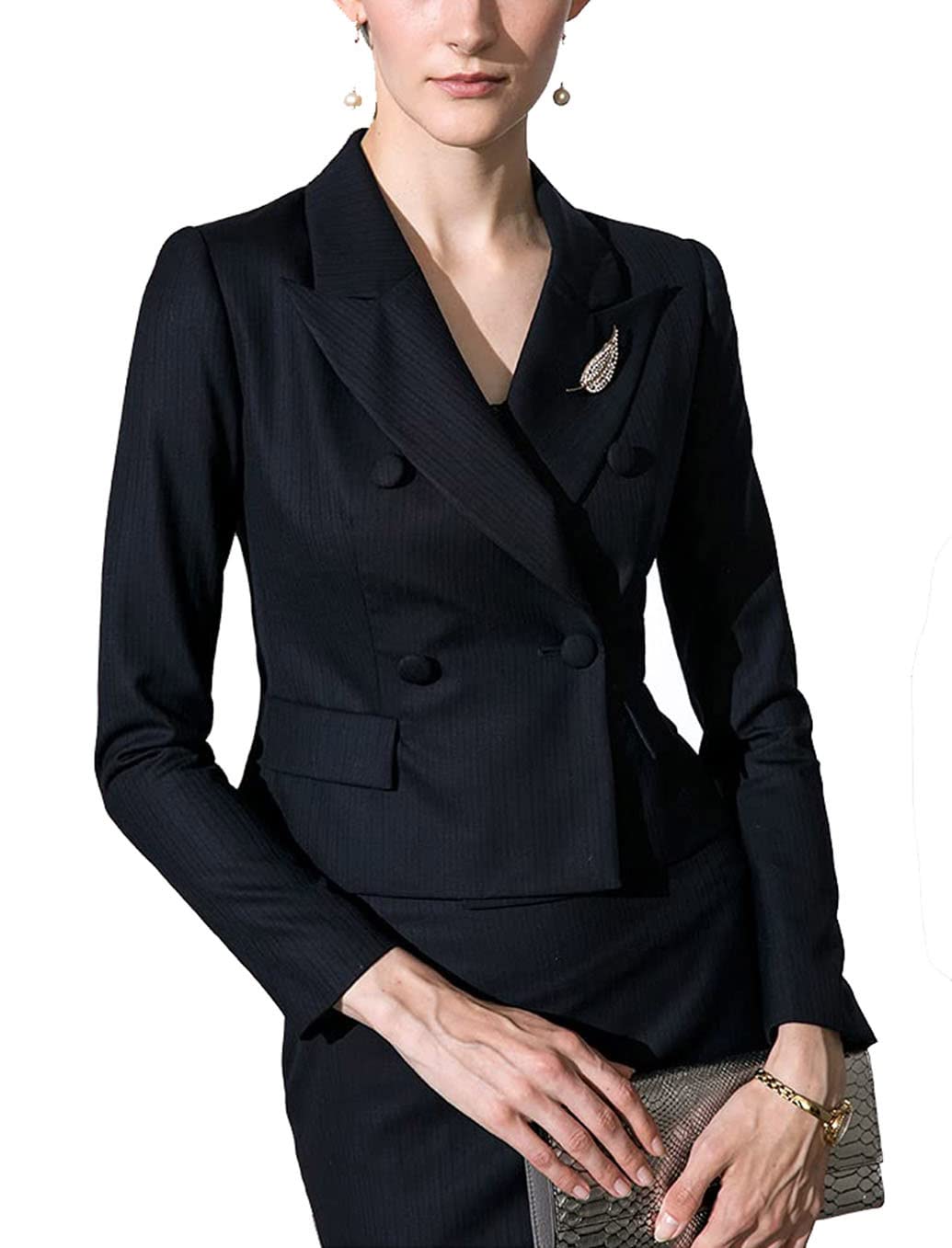 Women's 2-Piece Business Suit Set - Professional Office Blazer & Skirt Formal Wear (Striped) | Perfect for Corporate Meetings, Interviews & Office Work