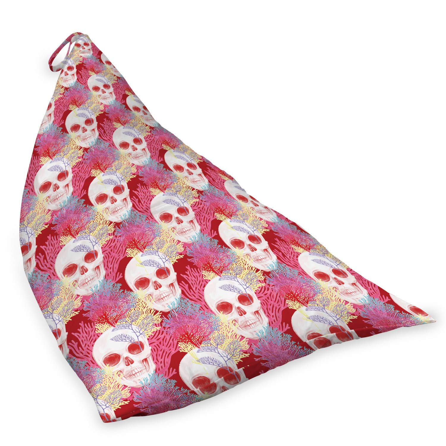 Ambesonne Coral Lounger Chair Bag - Large Capacity Storage Organizer with Handle | Mexican Skull & Floral Design | Perfect for Beach, Pool, Picnics & Outdoor Lounging