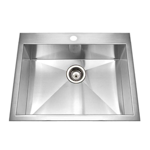 Hamat CON 2522ST Zero Radius Topmount Stainless Steel 1 Hole Single Bowl Kitchen Sink - Perfect for Modern Kitchens, Easy to Install & Clean, Durable for Daily Cooking Use