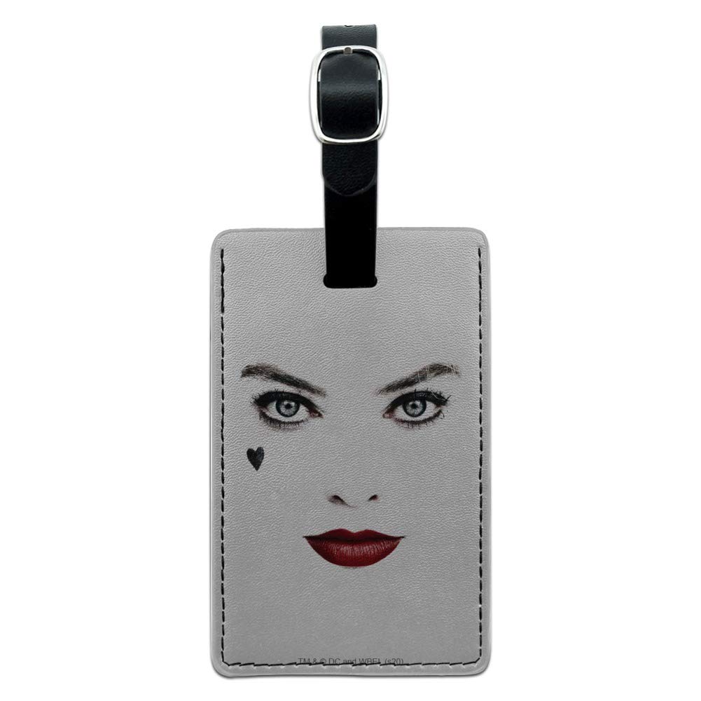 Birds of Prey Harley Quinn Red Lips Leather Luggage Tag - Rectangle ID Card Holder for Travel Bags, Suitcases & Backpacks - Perfect for Cosplay, Comic Con & DC Fans