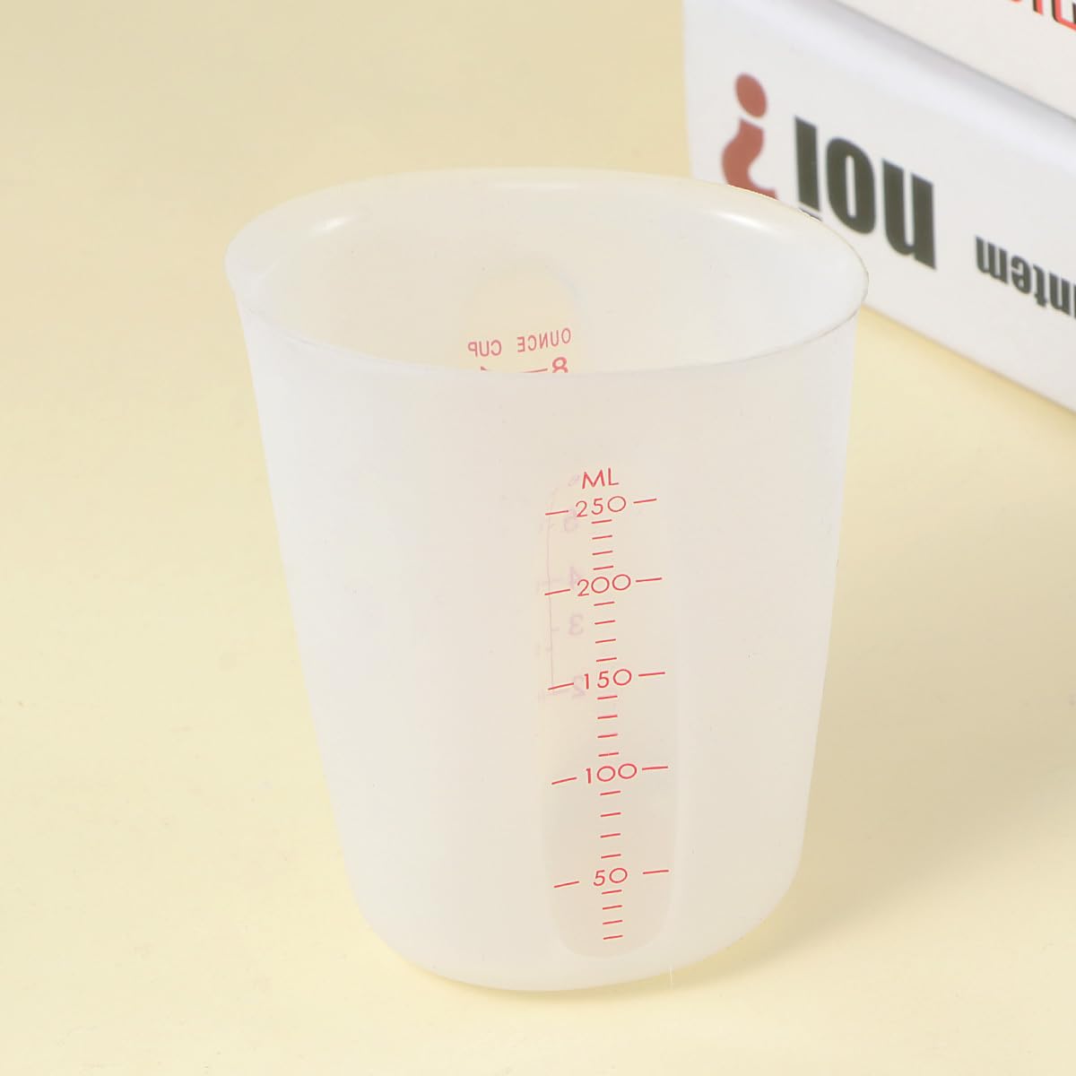 SUPVOX 250ML Silicone Measuring Cup with Visible Graduations - Precise Scale Mixing Cup for Epoxy Resin, Resin Casting, DIY Crafts, Baking & Kitchen Use