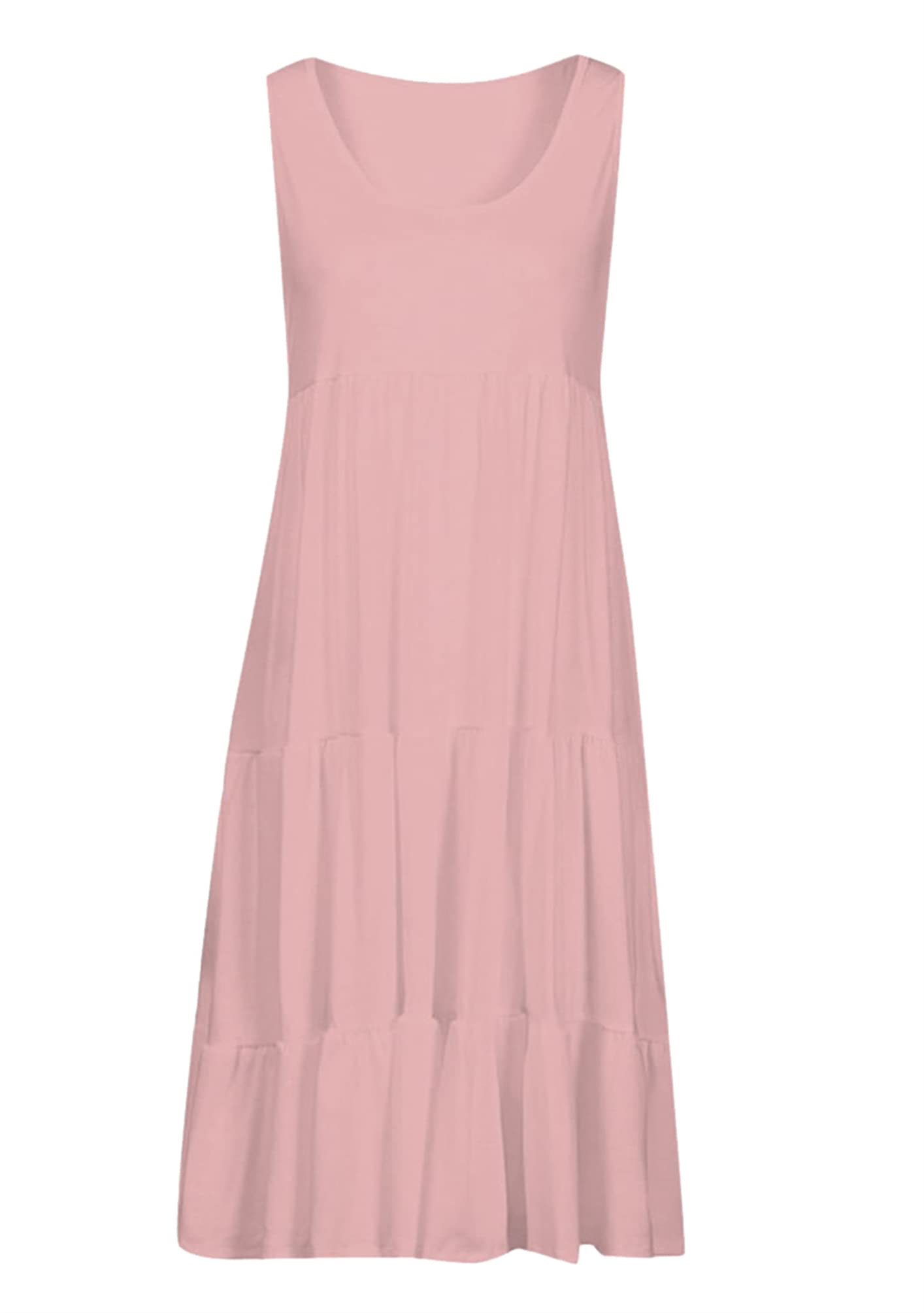 OMZIN Women's Sleeveless Beach Dress - Loose Swing Tank Midi Casual Summer Dress for Vacation, Pool Party & Outdoor Activities