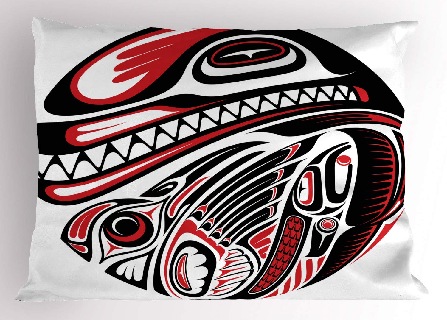 Ambesonne Tribal Pillow Sham - Haida Style Wild Eagle & Wolf Print Decorative King Size Pillowcase (36