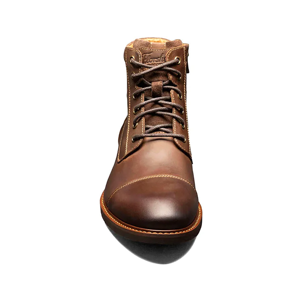 Lodge Cap Toe Lace Up Boots for Men - Classic Leather Ankle Boots with Rubber Sole - Perfect for Outdoor Hiking, Work & Casual Wear