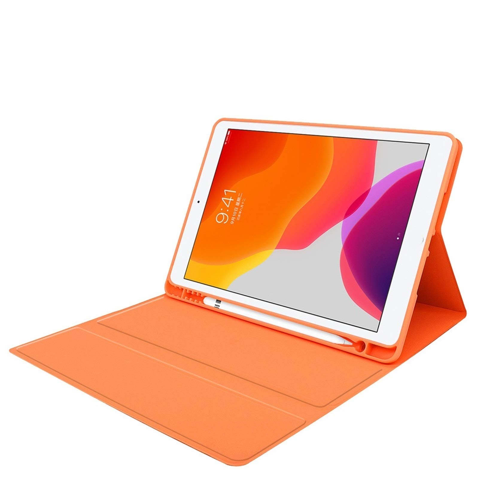 HHF Soft TPU Protective Case with Pencil Holder for iPad Pro 10.5 inch (2017) & iPad Air 10.5 (2019) - Orange | Shockproof Cover for Work, School & Travel