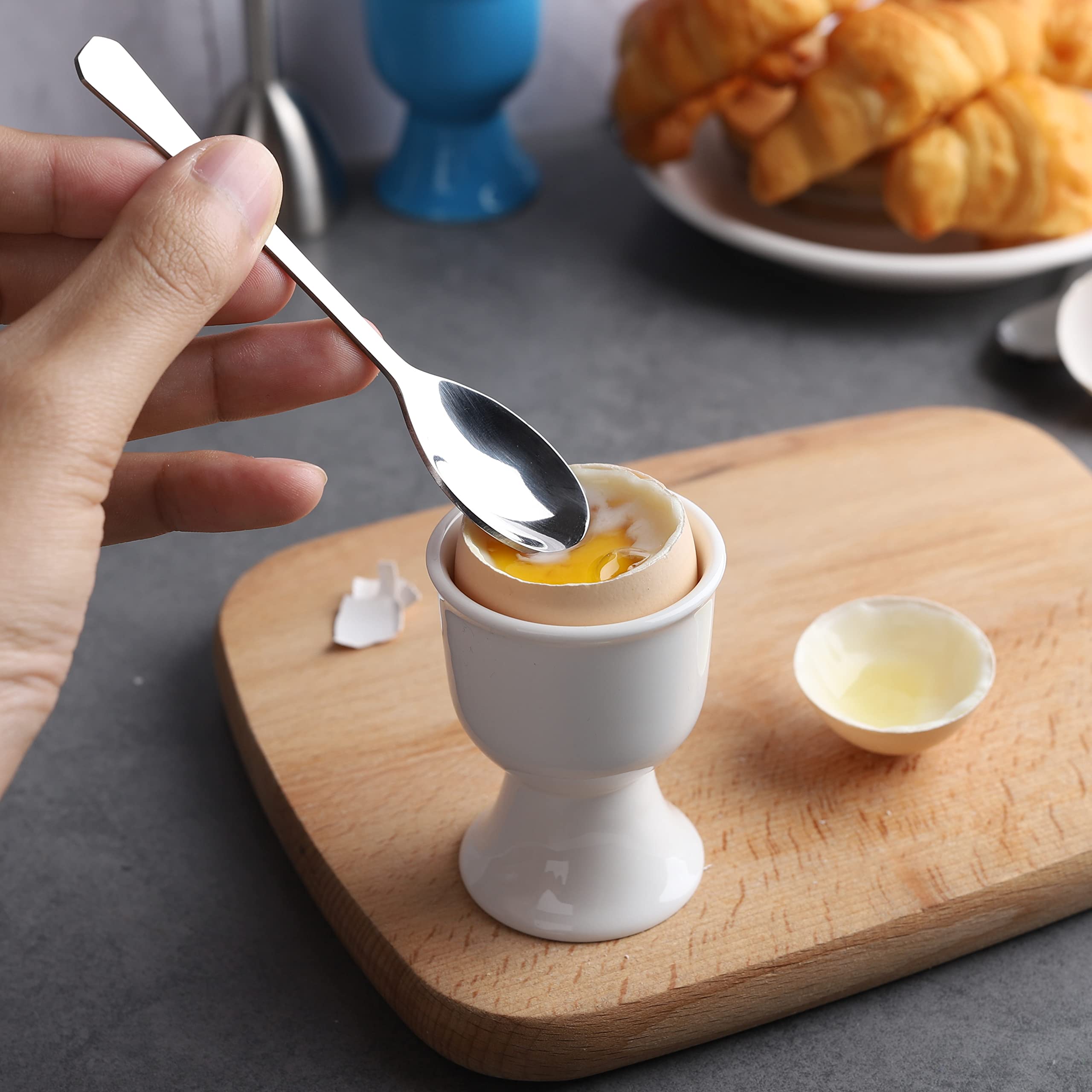 Premium Stainless Steel Egg Spoon & Scoop Set (6-Piece) - Perfect for Soft Boiled Eggs, Baking, and Kitchen Decor
