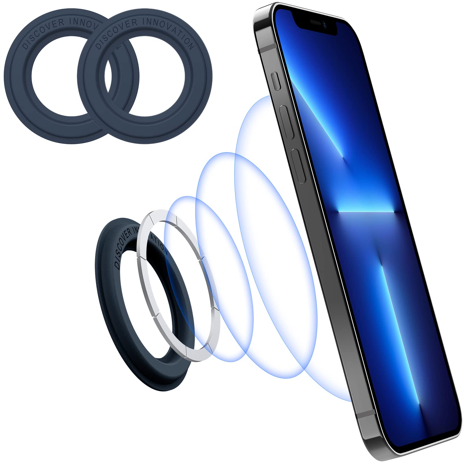 Nillkin SnapHold Magnetic Holder Ring Sticker - 2 Pack, Compatible with iPhone 12/12 Pro/13/13 Pro Max (Blue) | Magsafe Phone Mount for Wall, Car, Home, Office & Kitchen | Secure Hands-Free Viewing for Cooking, Driving & Video Calls