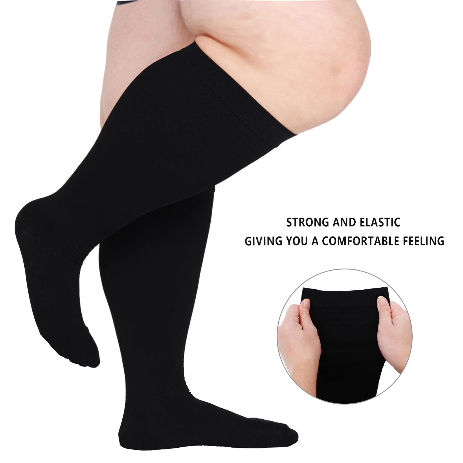 **Best Compression Socks for Women & Men - Plus Size & Wide Calf Support - Extra Large Medical & Athletic Socks for Running, Travel & Recovery**