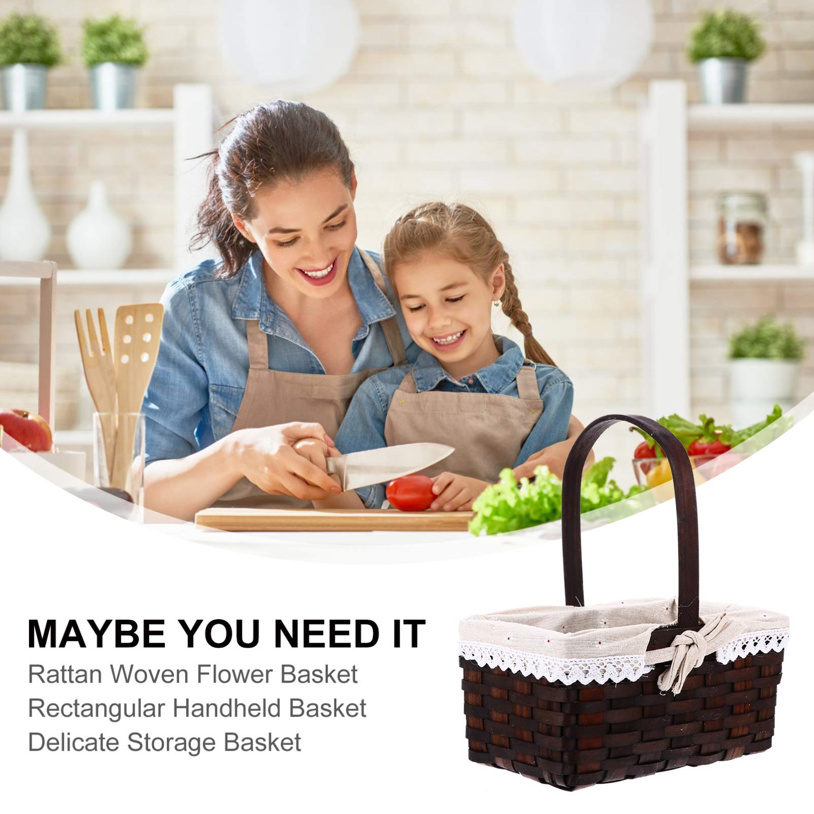 VICASKY Rattan Storage Basket - Easter Egg Basket, Rustic Flower Basket, Wicker Baskets for Home Decor, Picnic, Organizing & Handheld Use - Perfect for Living Room, Bedroom, Bathroom & Outdoor Gatherings