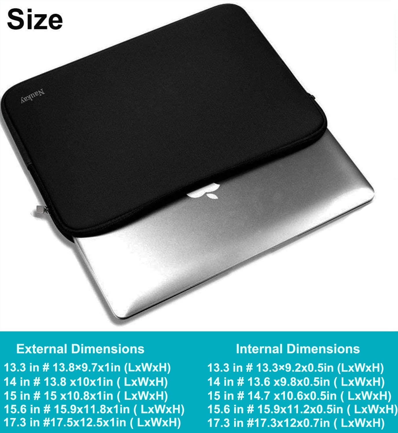 Naukay 13-13.3 Inch Neoprene Laptop Sleeve Case - Shockproof & Water Resistant Protective Cover for MacBook Pro, MacBook Air, Notebook Computers - Lightweight & Slim Design for School, Office, Travel (Black)