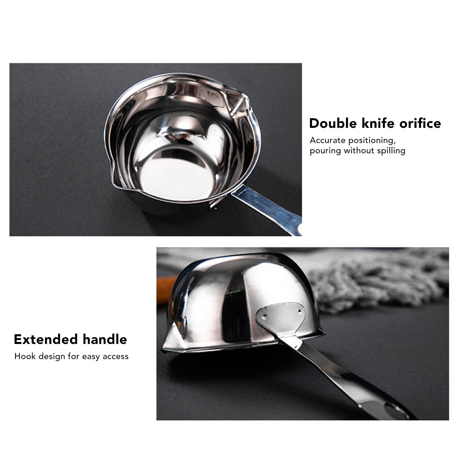 Premium Stainless Steel Butter Warmer Pan - 300ML Mini Butter Melting Pot with Dual Pour Spout for Coffee, Milk, Chocolate & Tea | Induction Compatible Flat Bottom Saucepan for Stovetop, Soup & Sauce Heating | Perfect for Home Kitchen, Cafe & Baking Use