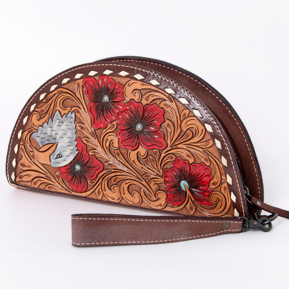 ADBG1071 American Darling Genuine Leather Women's Western Wristlet Handbag - Perfect for Cowgirl Fashion, Rodeo Events & Country Style Outfits