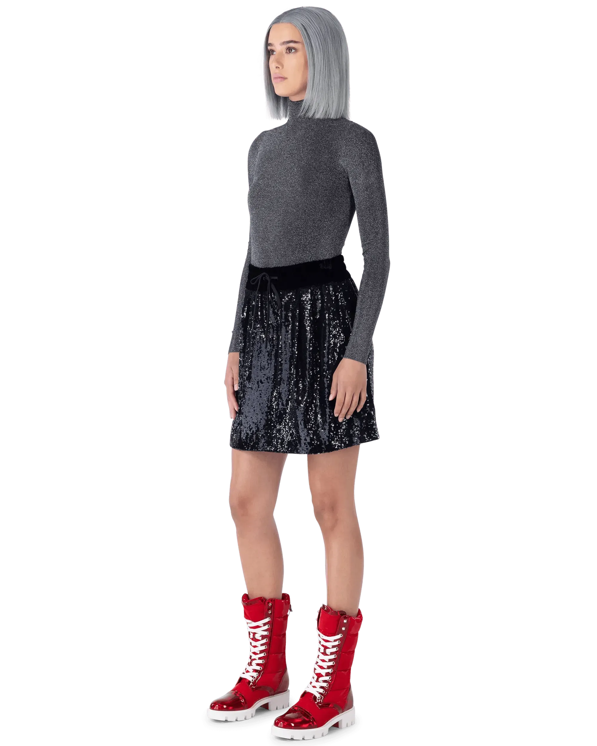 Metallic Lurex Ribbed Turtleneck Sweater - Women's Shiny Knit Top for Party & Holiday - Perfect for Christmas, NYE & Festive Occasions