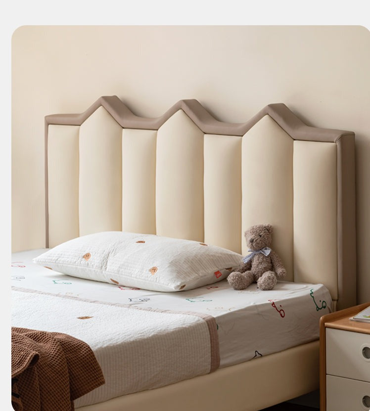 Organic Leather Kids Castle Bed - Cream Style | Safe & Durable Toddler Bed for Boys & Girls | Perfect for Bedrooms, Playrooms & Fantasy Themed Decor