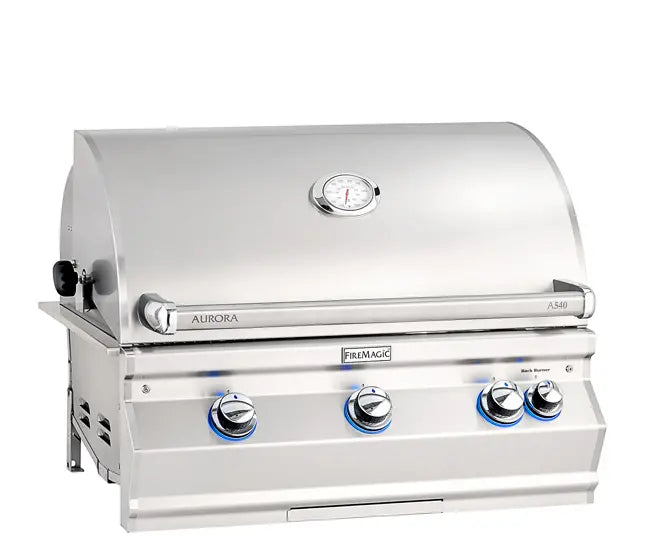Fire Magic A540i 30-Inch 3-Burner Aurora Built-In Gas Grill with Analog Thermometer | Outdoor Kitchen, Backyard BBQ, Patio Cooking