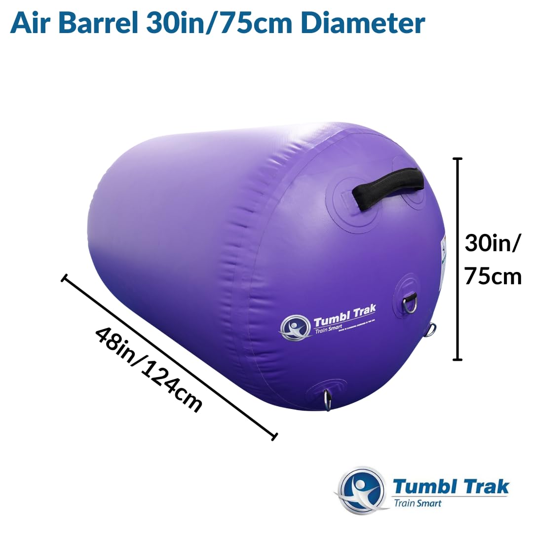 Tumbl Trak Air Barrel - Professional 30-Inch Gymnastics Air Roller for Cheerleading & Tumbling Training - Durable Purple Commercial Grade Inflatable Barrel - Perfect for Home Gyms, Dance Studios & Gymnastics Clubs
