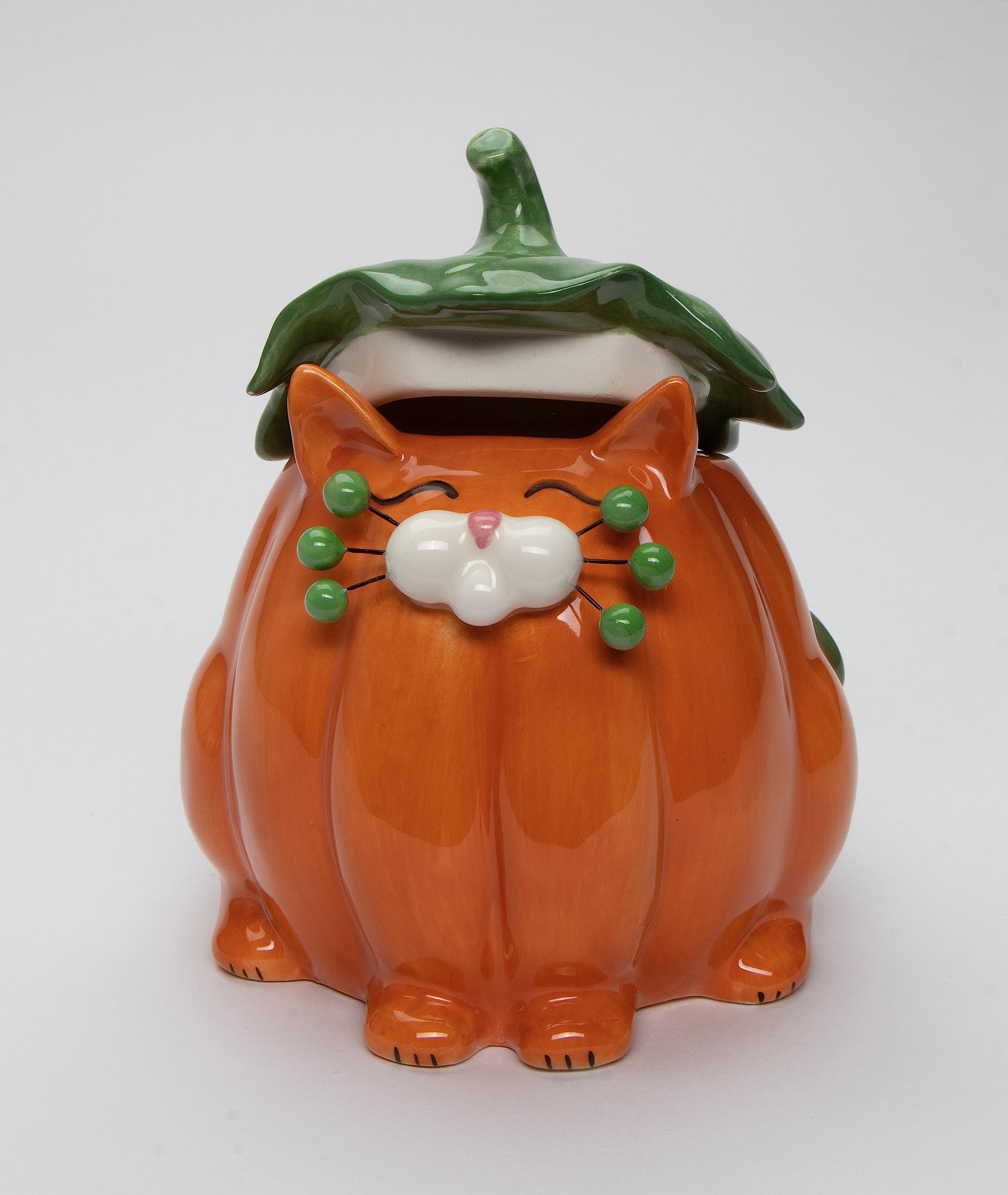 Premium Ceramic Whisker-Friendly Pumpkin Cat Treat Bowl - 7.25 Inch Height - Perfect for Halloween, Thanksgiving & Everyday Pet Snacks