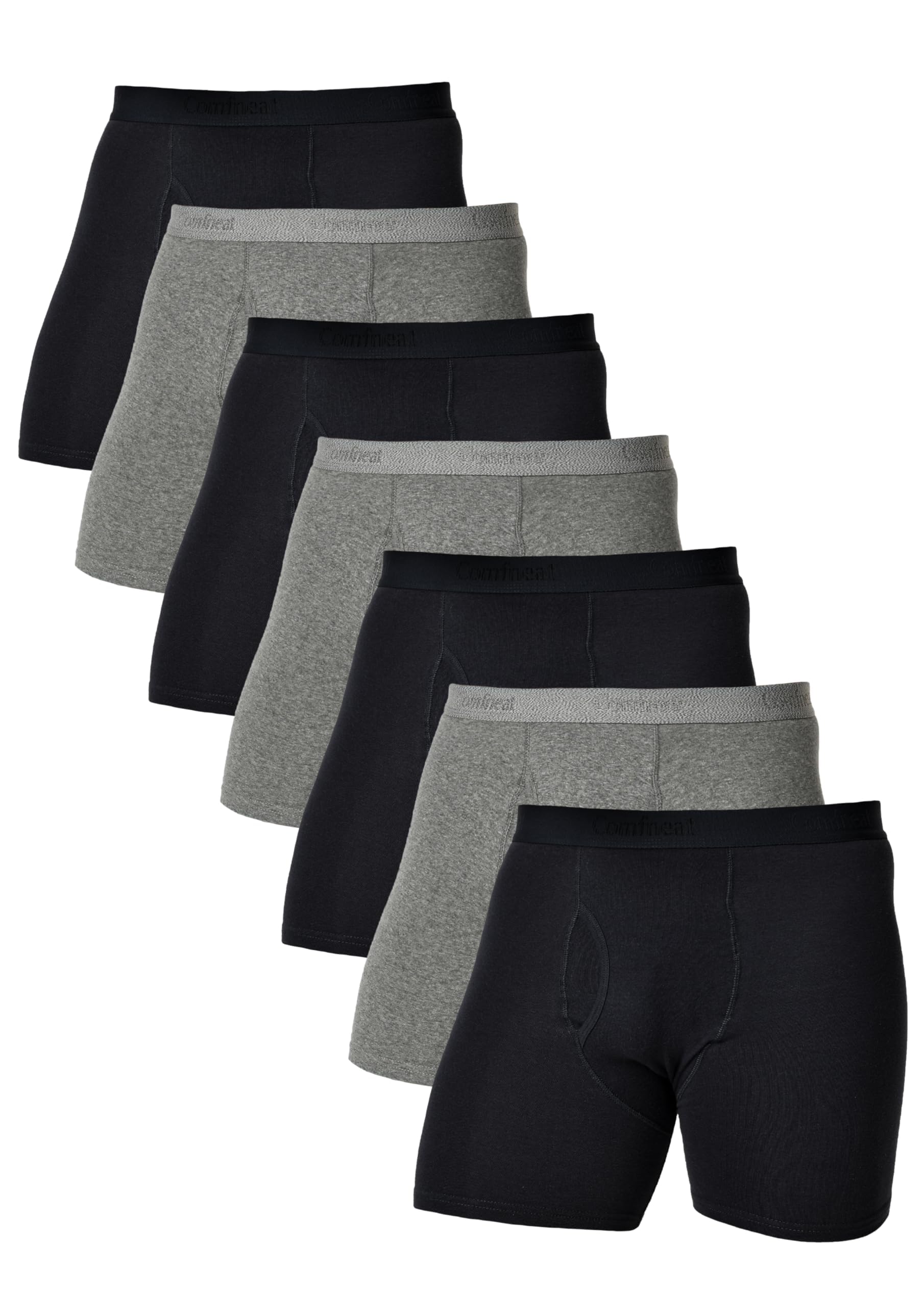 Comfneat Men's Boxer Briefs - Soft Stretch Cotton Spandex Underwear Multipack (3/5/7 Pack) - Breathable & Comfortable for Daily Wear, Workout & Sleep