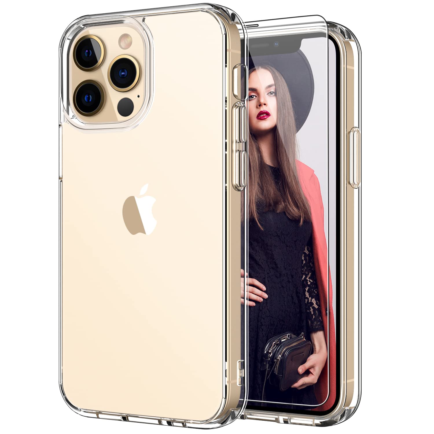 ICEDIO iPhone 13 Pro Max Clear Case with Tempered Glass Screen Protector | Anti-Yellowing Crystal TPU Cover | Military-Grade Shockproof Protection | Perfect for Outdoor Activities, Travel & Daily Use (6.7 Inch)