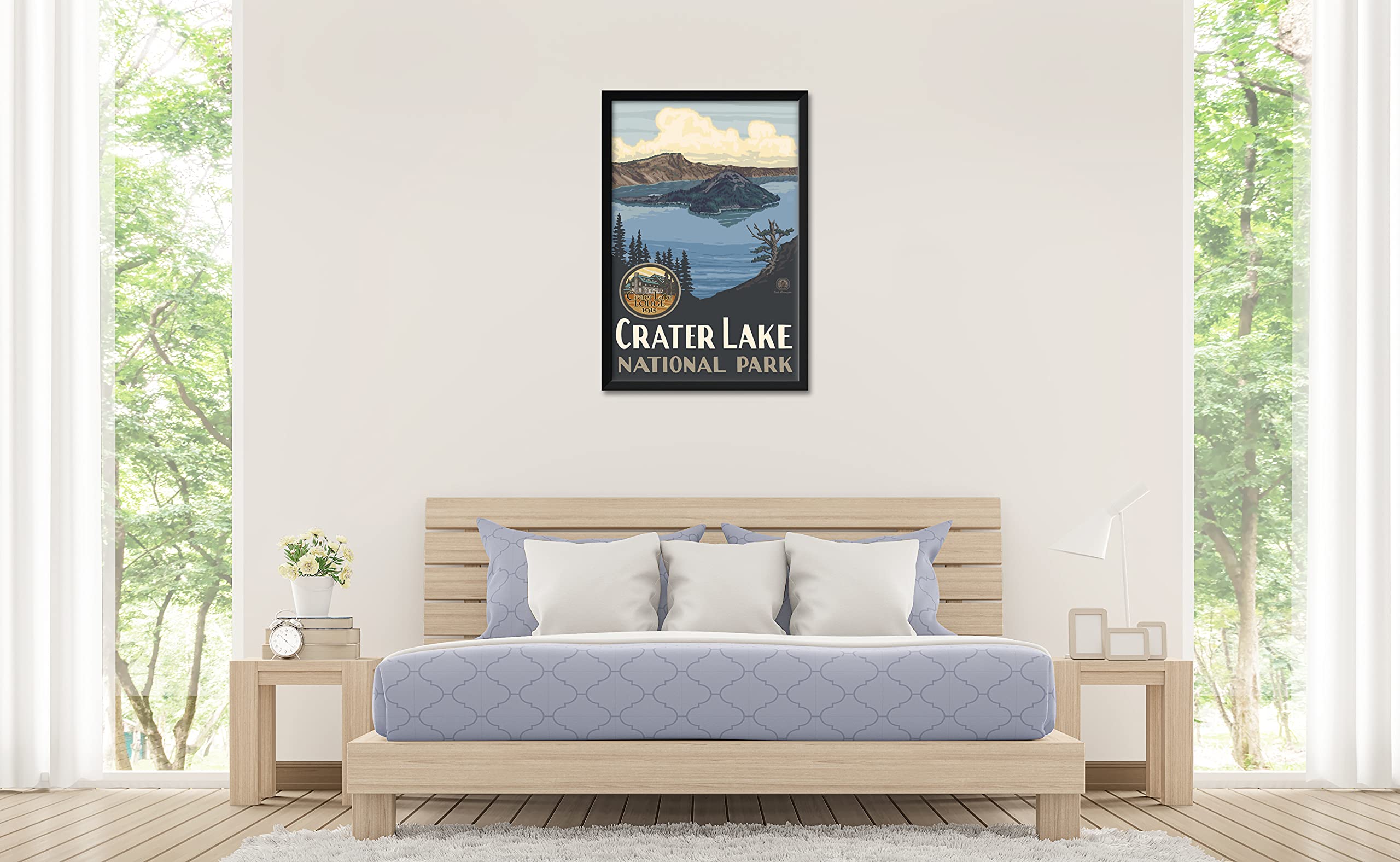 Paul A. Lanquist Crater Lake National Park Framed Art Print - 26x38 Inch Professional Travel Artwork - Perfect for Home Decor, Office Wall Art & Gift for Nature Lovers