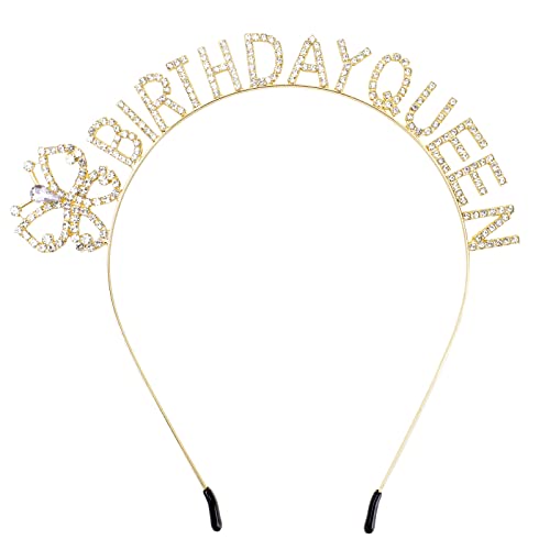 **CIEHER Birthday Headband for Women & Girls - Sparkling Rhinestone Tiara Crown with Butterfly Design - Perfect for Birthday Parties, Princess Themes & Special Celebrations**