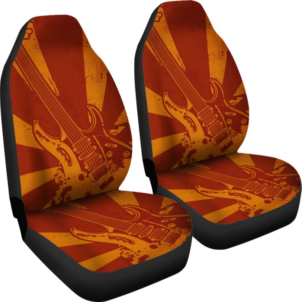 Vintage Style Electric Guitar Print Custom Car Seat Covers - Universal Fit for Cars, Trucks & SUVs - Perfect for Music Lovers & Road Trips