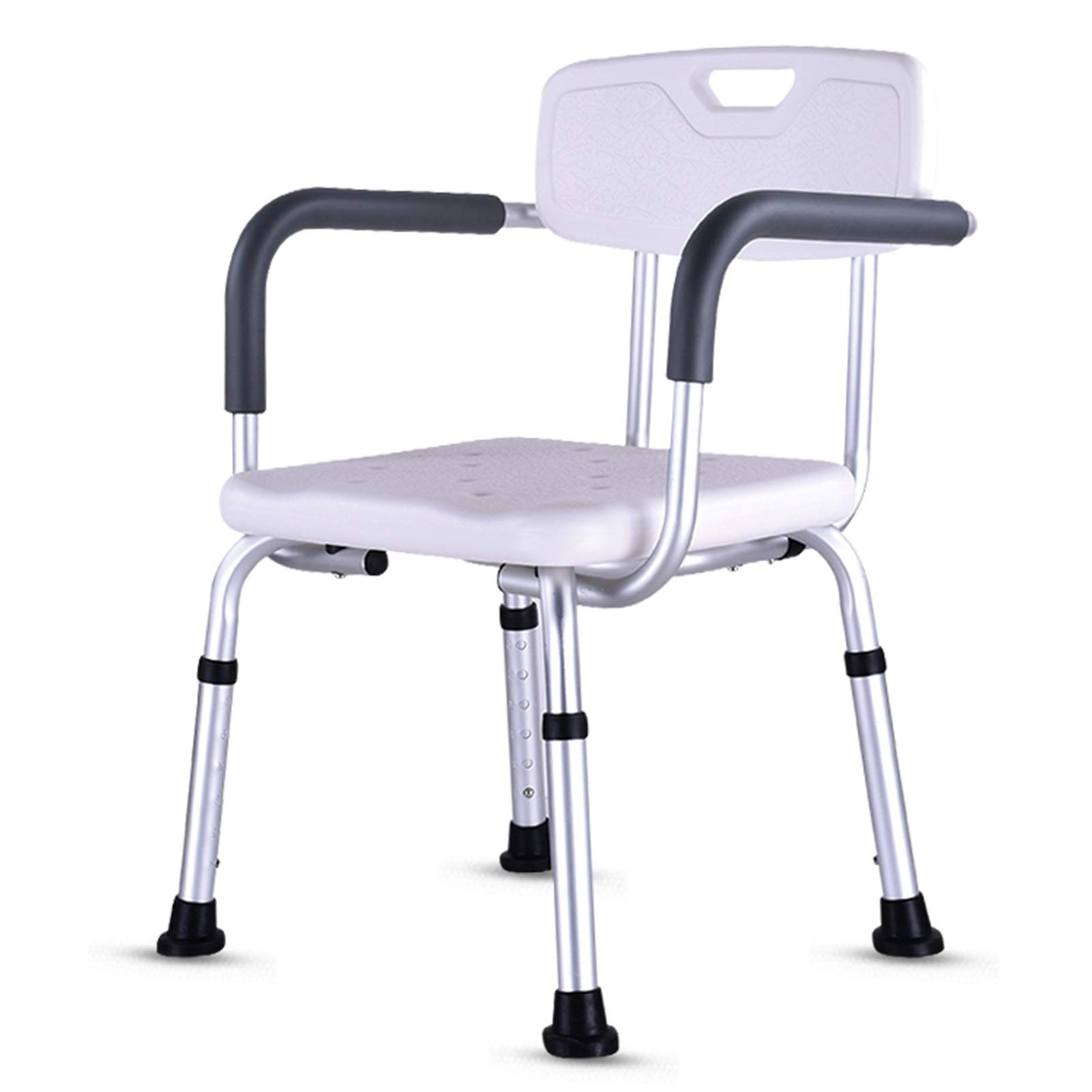 **Adjustable Shower Stool with Padded Seat & Grab Bar - Heavy Duty Bath Chair for Elderly, Seniors & Disabled - Lightweight Stainless Steel & Plastic Bathroom Bench - Ideal for Safe Showering & Mobility Assistance**