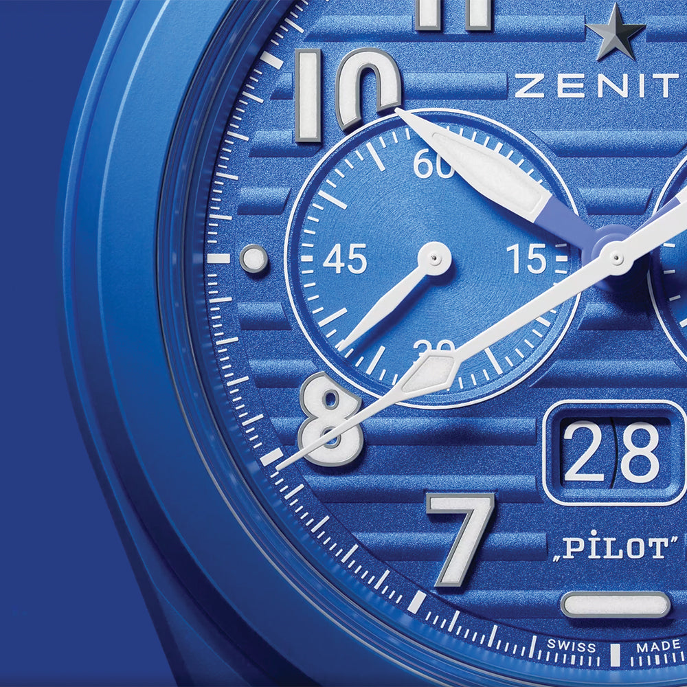 Pilot Big Date Flyback 160th Anniversary Edition Ceramic 41mm Blue Watch - Rubber Strap with Extra Leather Strap - Luxury Aviation Timepiece for Men, Perfect for Pilots, Business Professionals & Watch Collectors