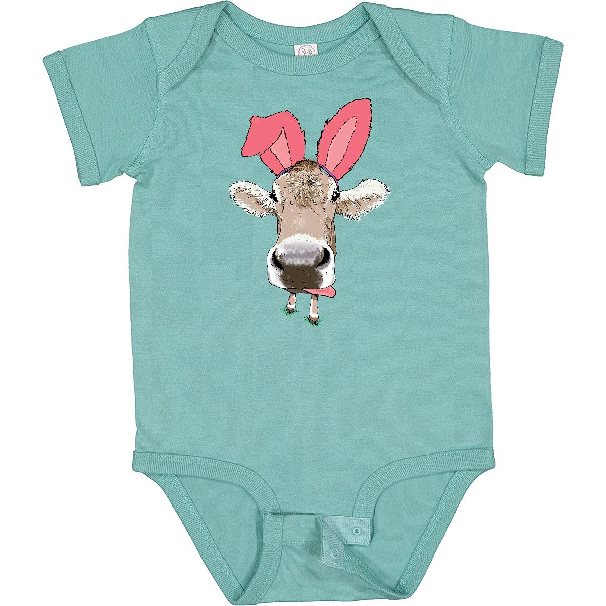 Inktastic Funny Easter Cow in Pink Ears Baby Bodysuit - Cute Easter Outfit for Infants & Toddlers - Perfect for Easter Photos, Family Gatherings & Holiday Celebrations