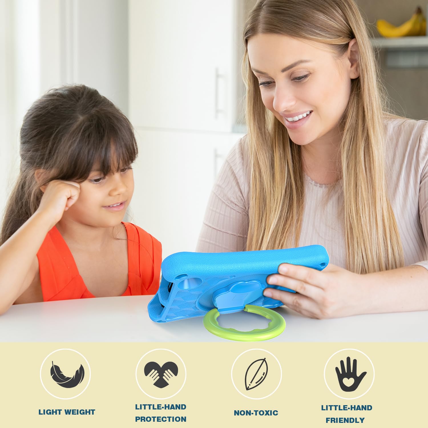 SHERBORN Kids Shockproof Tablet Case for 7 Inch Tablets (2023 Release) - Lightweight Protective Cover with Stand & Handle - Blue - Perfect for School, Travel & Home Learning (Not Compatible with iPad/Samsung)