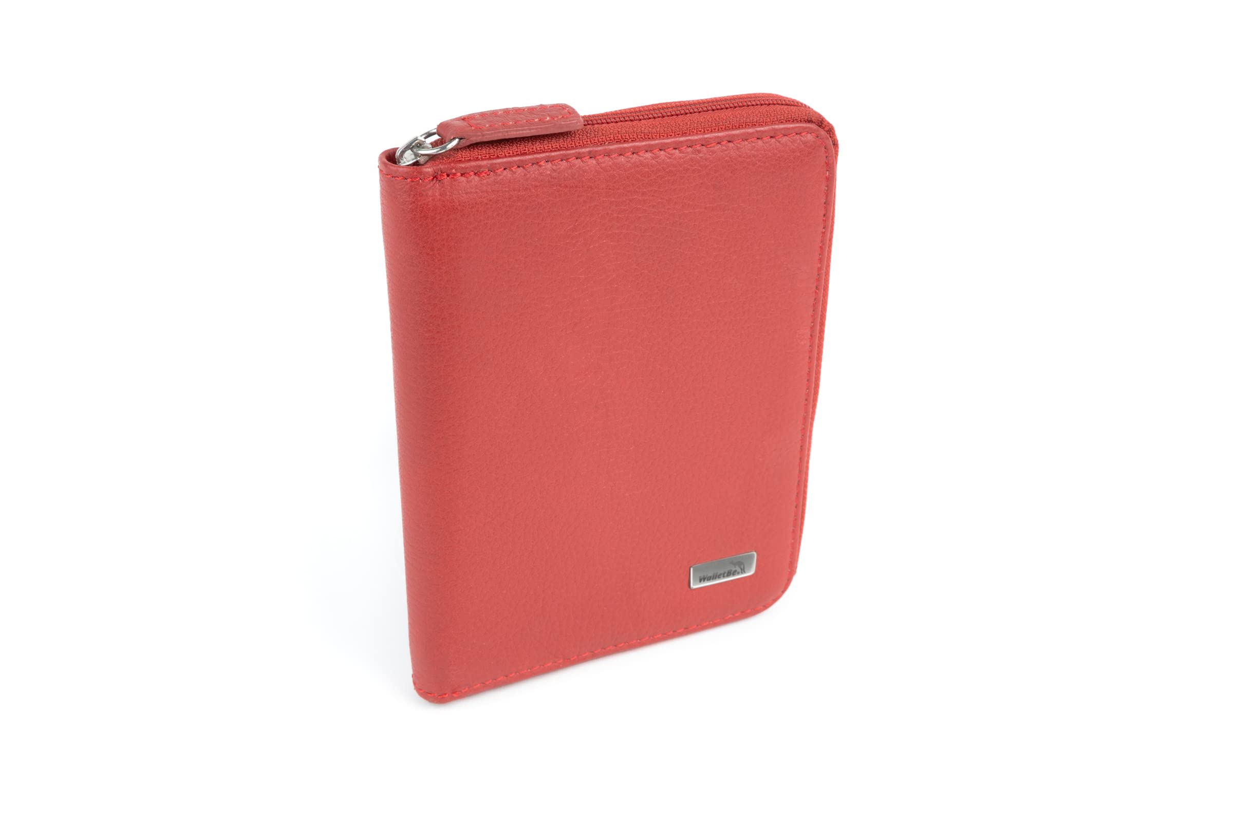 RFID Leather Zip Around Passport Wallet for Men & Women - Anti-Theft Travel Wallet with RFID Blocking - Perfect for Airports, International Trips & Secure Document Storage (Red)