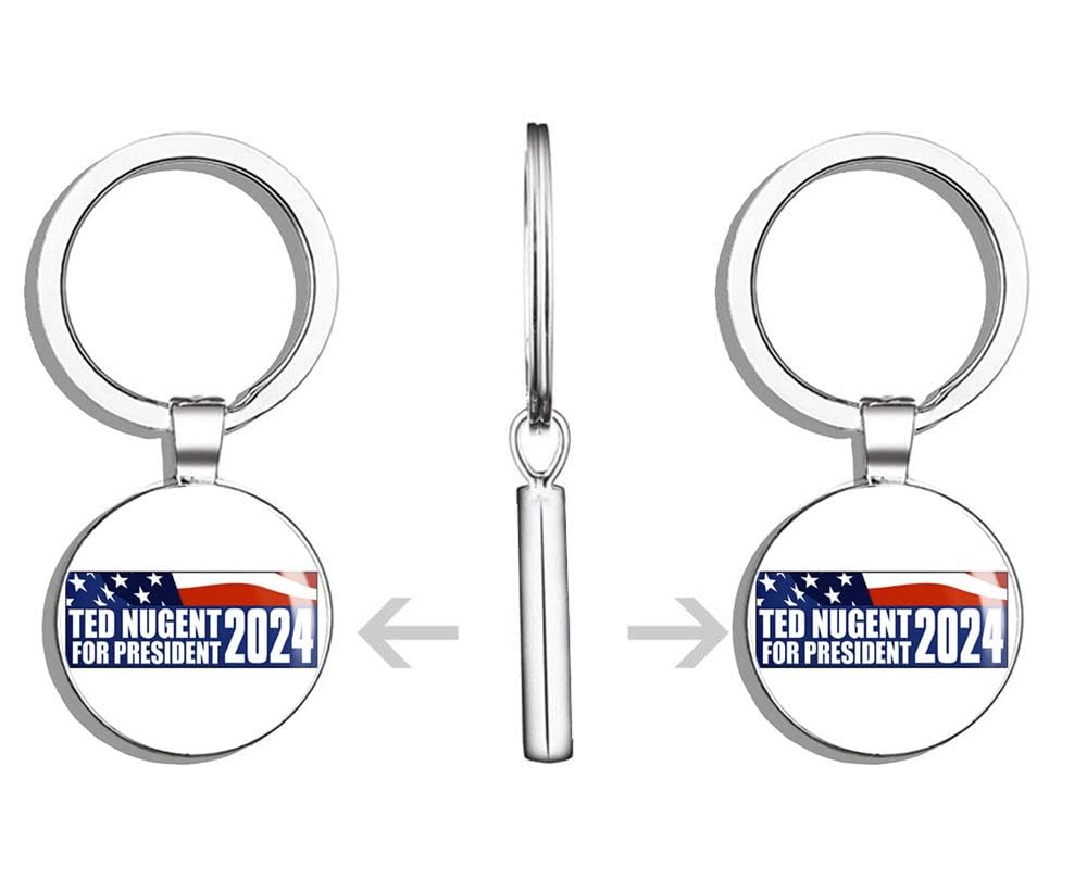Blue Ted Nugent 2024 Badass Bowhunter Trump President Double Sided Stainless Steel Keychain - Key Ring Chain Holder for Car Keys, House Keys & Key Finder - Perfect for Outdoor Enthusiasts & Political Supporters