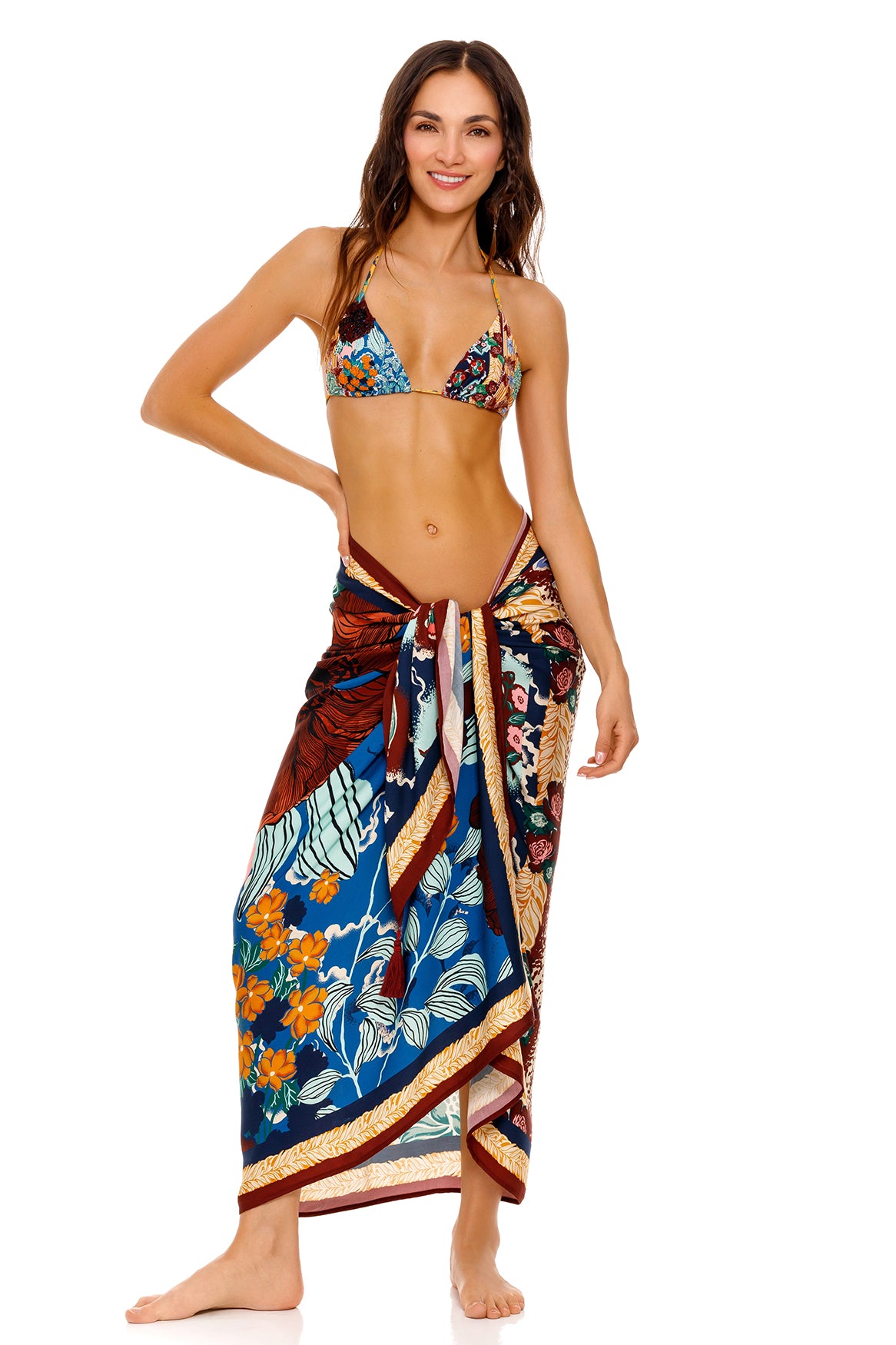 Stylish Women's Marine Pareo Cover Up - Lightweight Beach Wrap, Swimwear Cover, Summer Sarong for Pool, Beach, and Vacation