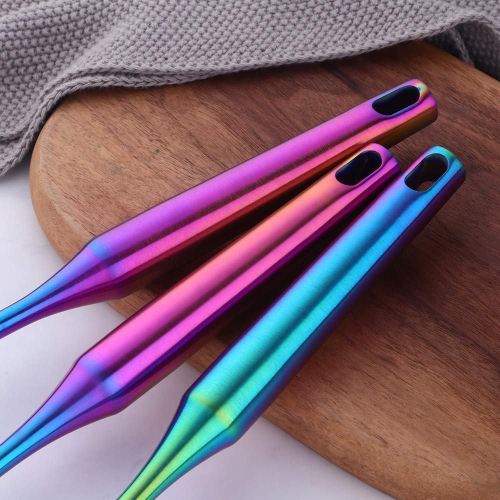 BuyGo Stainless Steel Rainbow Turner Spatula - Heat-Resistant Wok Utensil for Cooking, Flipping & Pressing - Ergonomic Grip Handle, Dishwasher Safe - Perfect for Stir-Fry, Pancakes & BBQ