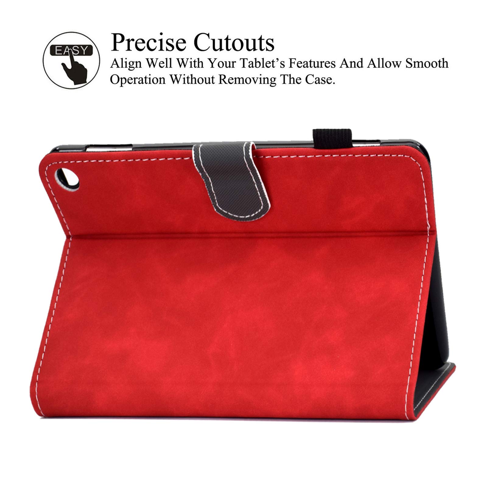 Premium PU Leather Case for Kindle Fire HD 8/HD 8 Plus (10th/12th Gen 2020-2024) - Auto Sleep/Wake, Card Slots & Foldable Stand - Perfect for Reading, Travel & Work (Red)