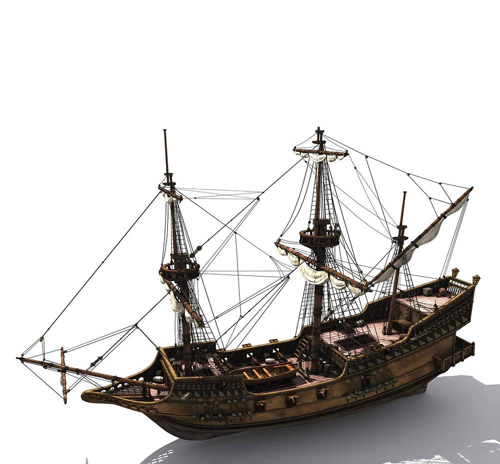1/100 Scale British Golden Pirate Ship Hind Military Paper Puzzle Model - DIY 3D Puzzle Toys for Kids & Adults (6.2
