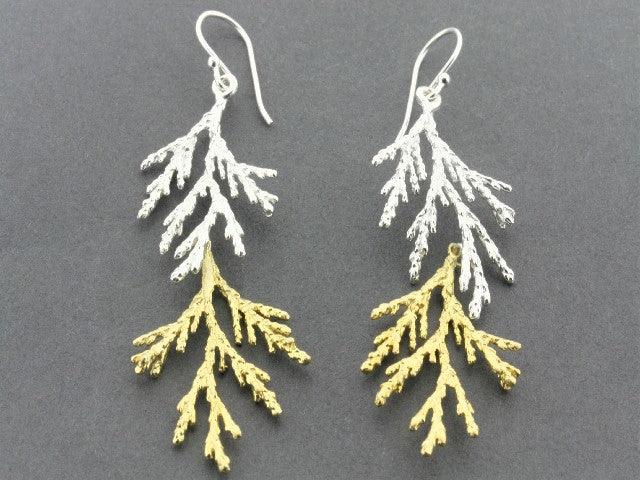 22Kt Gold on Silver Lawson Cypress Earrings - Elegant Nature-Inspired Jewelry for Women | Perfect for Parties, Weddings & Everyday Wear