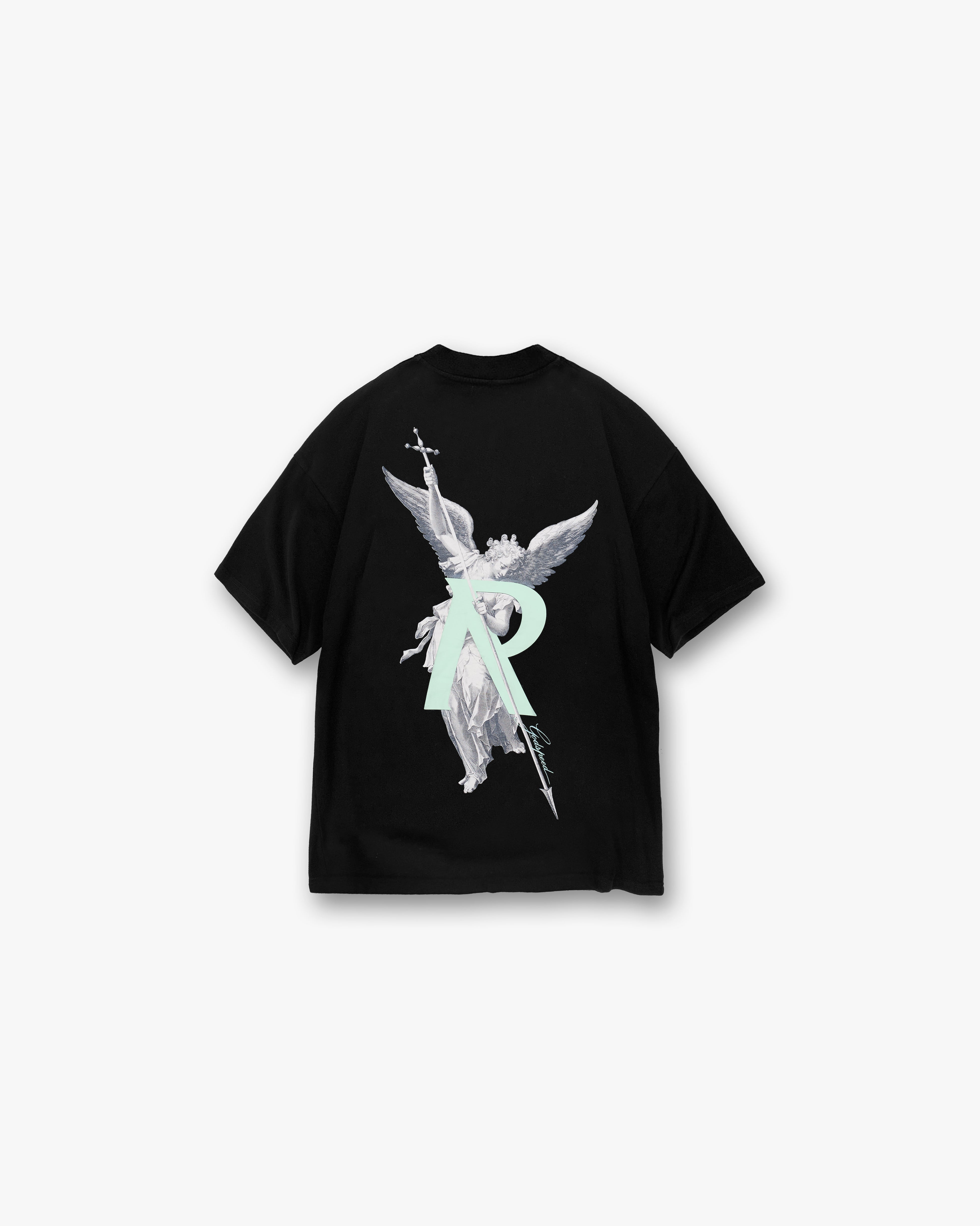 Archangel Initial T-Shirt for Men & Women - Premium Jet Black Cotton Tee - Casual Streetwear & Everyday Comfort