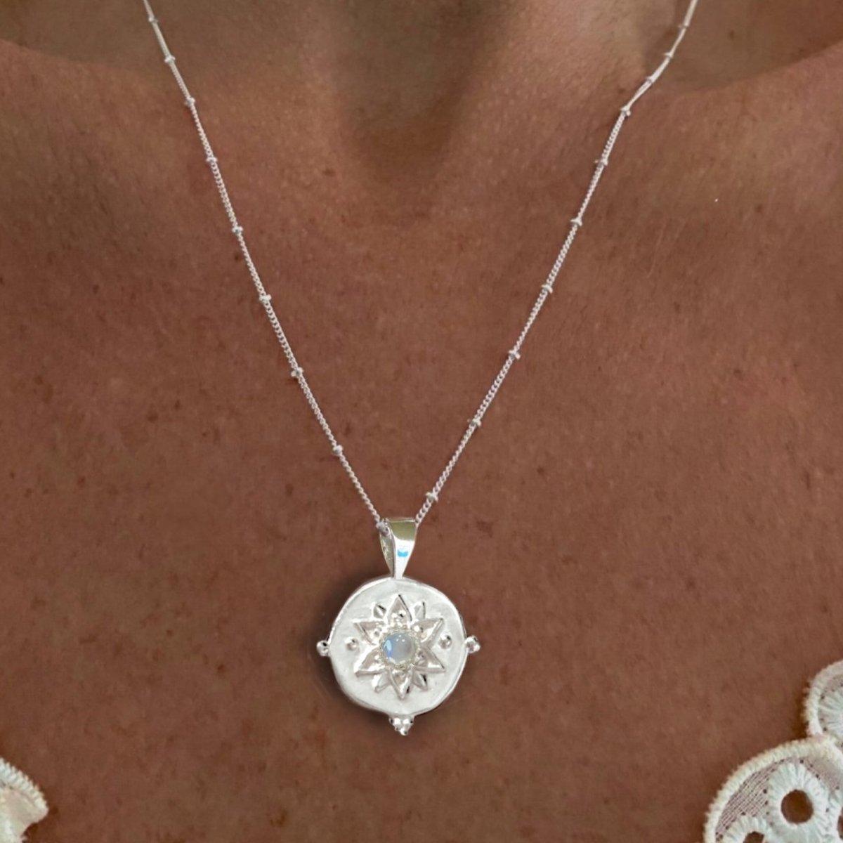 Laihas Intricate Vera May Sterling Silver Boho Necklace with Moonstone - Elegant Bohemian Jewelry for Women, Perfect for Festivals, Weddings & Everyday Wear