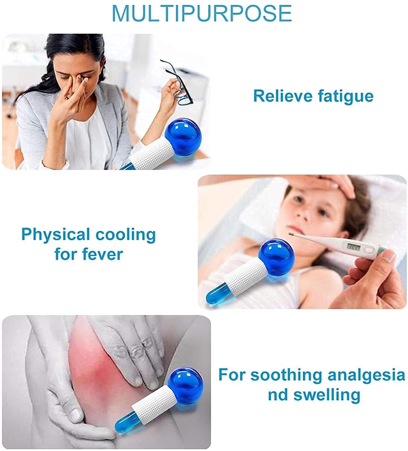 DIYASHI® 2PCS Ice Roller Globes - Crystal Glass Facial Massager for Redness Soothing & Wrinkle Reduction, Cold Therapy Skin Care Tool for Puffiness Relief - Perfect for Morning Routine & Post-Workout Recovery