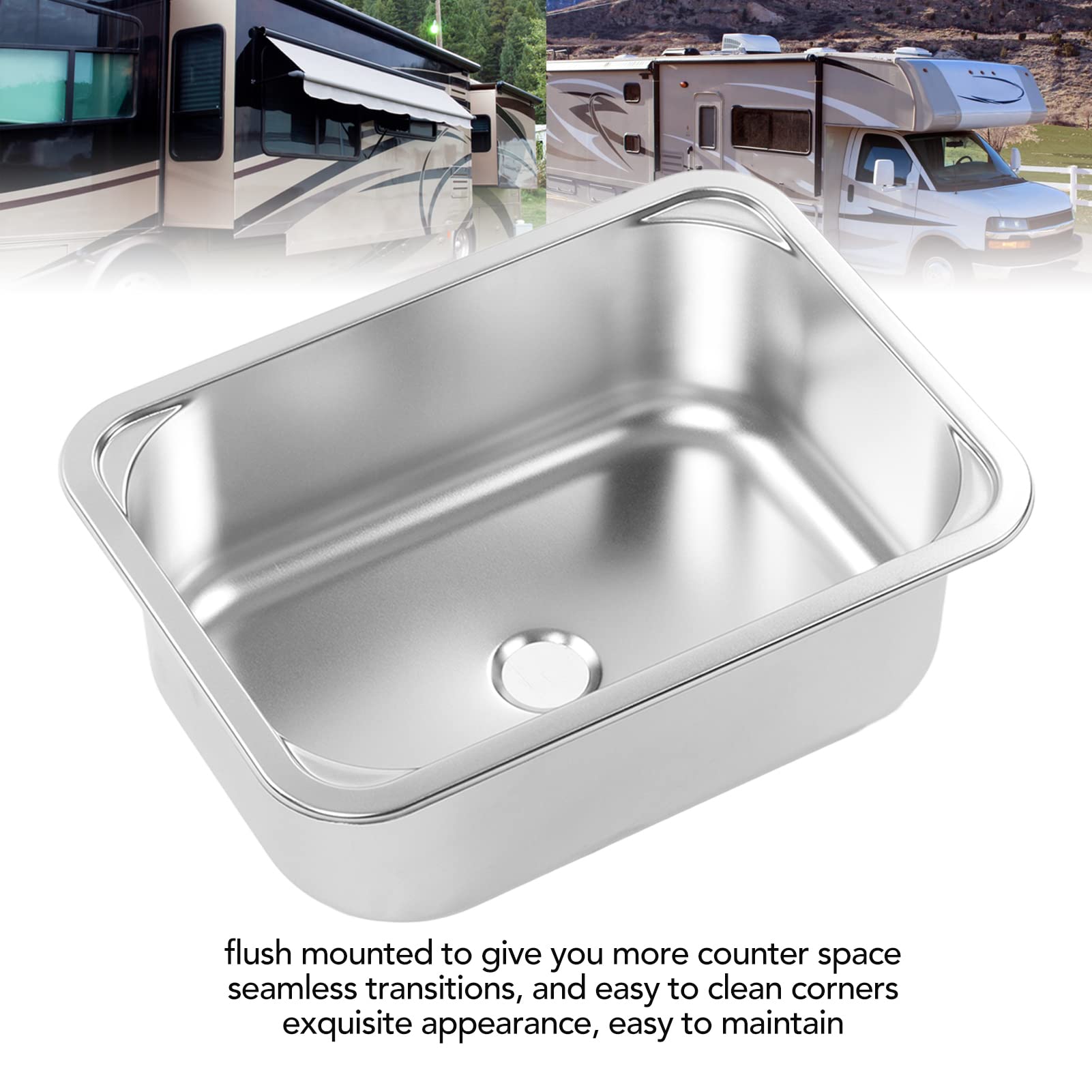 304 Stainless Steel Workstation Drop-In Sink - 345x245x136mm Single Bowl Small Hand Wash Basin with 40mm Drain for Kitchen, RV, Camper Van, Yacht & Boat | Perfect for Bar Prep, Dishwashing & Compact Spaces